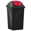 vidaXL Vuilnisbak met schommeldeksel 60 L zwart en rood