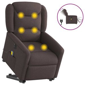 vidaXL Sta-op-massagestoel elektrisch verstelbaar stof donkerbruin