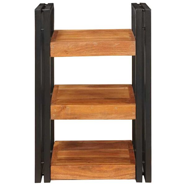 vidaXL Nachtkastje Bruin en zwart 38 x 33 x 58 cm Massief Hout Acacia