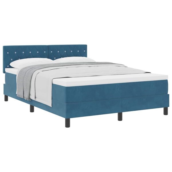 vidaXL Boxspringbed met matras Donkerblauw 160 x 200 cm Fluweel