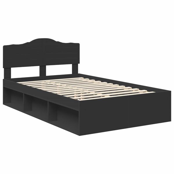 vidaXL Bedframe met hoofdeinde Zwart 120 x 200 cm Massief grenenhout