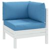 vidaXL Palletkussens 3 st stof gem&ecirc;leerd blauw