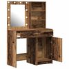 vidaXL Make-up tafel set met LED met lade 2 pcs Oudhout Bewerkt hout