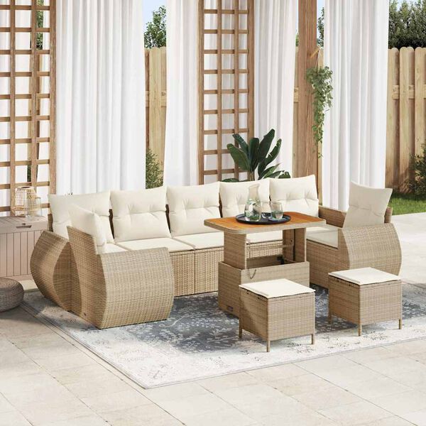 vidaXL Tuinbankenset 10 pcs Beige poly rattan