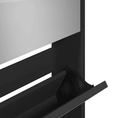 vidaXL Schoenenkast met spiegel 5-laags 63x17x169,5 cm zwart