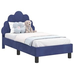 vidaXL Peuterbedframe met hoofdbord Politieblauw 70 x 140 cm Fluweel