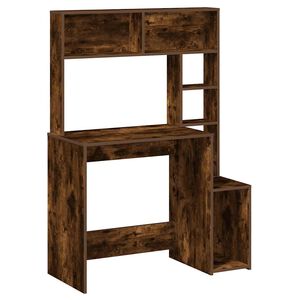 vidaXL Bureau met schappen 100x45x140 cm bewerkt hout gerookt eiken