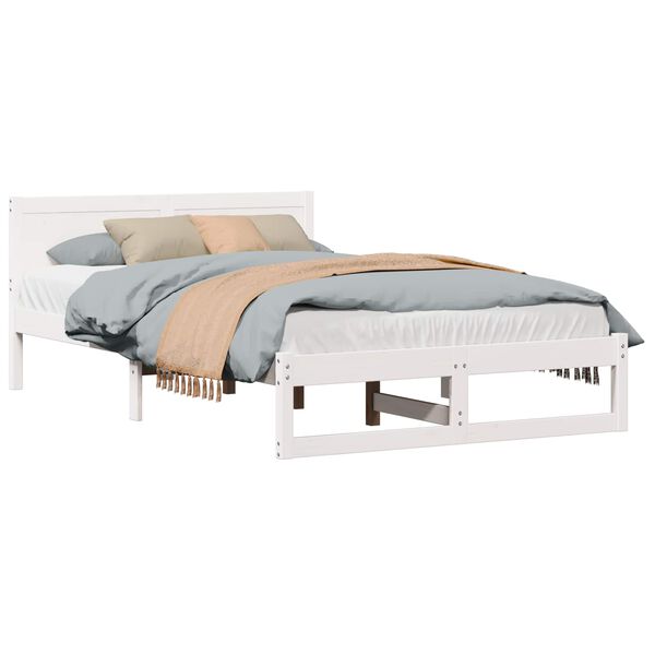 vidaXL Bedframe met hoofdeinde Wit 120 x 200 cm Massief grenenhout