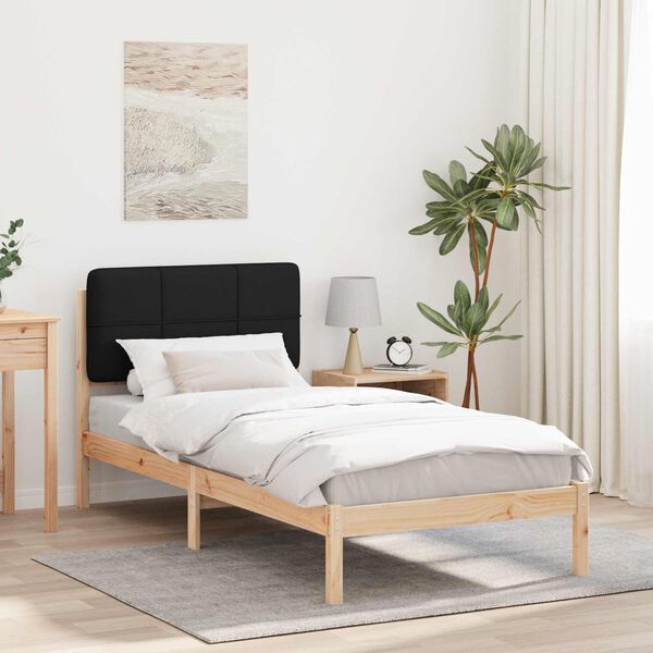 vidaXL Bedframe met Gevoerd Hoofdgedeelte Zwart 90 x 190 cm