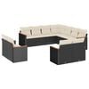 vidaXL 11-delige Loungeset met kussens poly rattan zwart