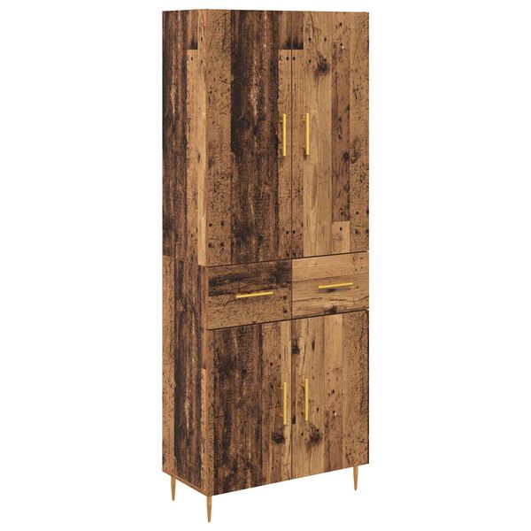 vidaXL Highboard met lade Oud Hout 69,5 x 34 x 180 cm Bewerkt hout