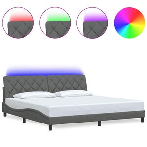 vidaXL Bedframe met LED zonder matras 200x200 cm stof donkergrijs