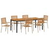 vidaXL Tuin eettafelset 7 pcs Beige en Bruin poly rattan