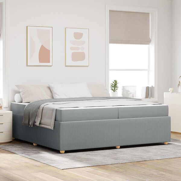 vidaXL Bedframe met matras Lichtgrijs 200 x 200 cm Stof