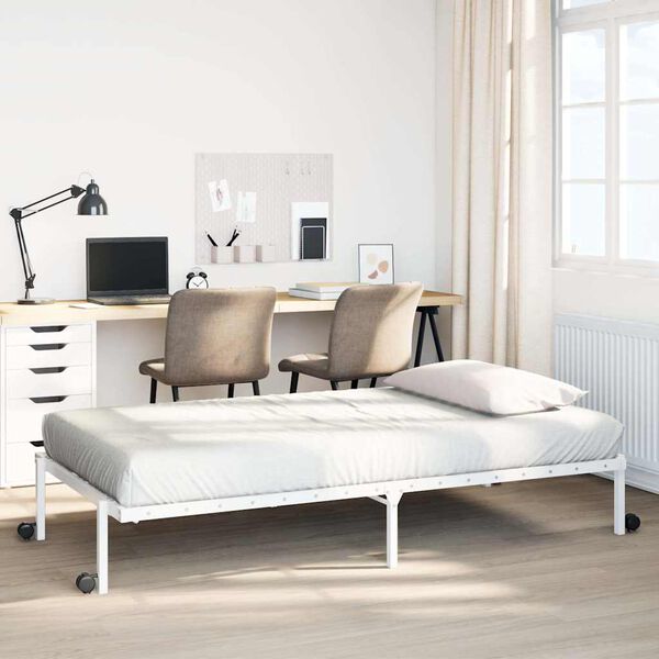 vidaXL Bedframe zonder matras opvouwbaar 90x190 cm staal wit