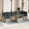 vidaXL Tuin Sofa Set met opslag 8 pcs Lichtgrijs Poly riet