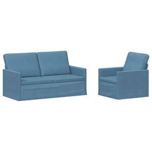 vidaXL Bankstel 2 pcs Blauw Katoen Stof