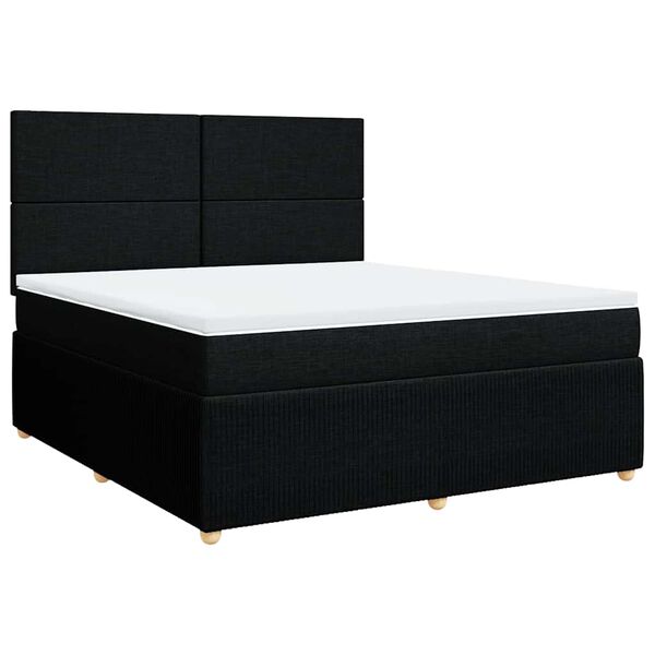 vidaXL Boxspring met matras stof zwart 180x200 cm