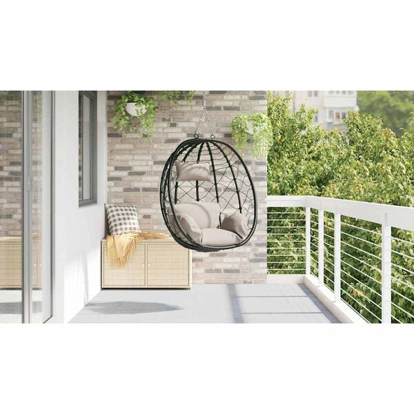 vidaXL Hangende ei-stoel Taupe 91.5 x 60 x 110 cm poly rattan