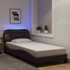 vidaXL Bedframe met LED zonder matras "Hvar" 90x200 cm stof donkerbruin