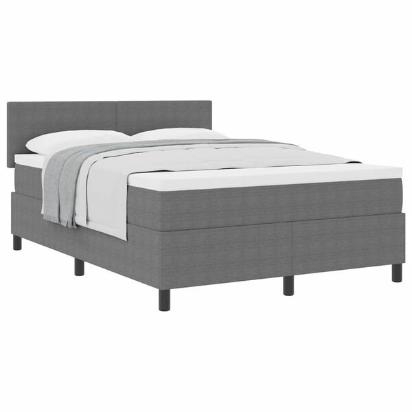 vidaXL Boxspringbed Lichtgrijs en wit. 140 x 190 cm Katoen Stof
