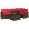 vidaXL Tuin Sofa Set 6 st Bruin en Rood poly rattan