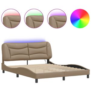 vidaXL Bedframe met LED zonder matras "Hvar" cappuccino 160x200 cm