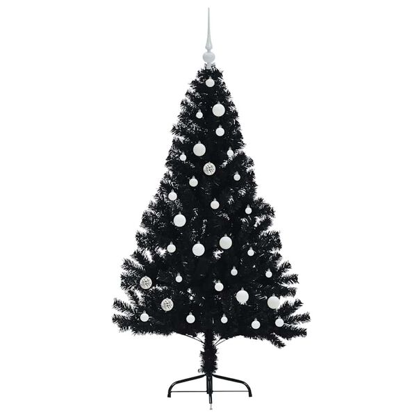vidaXL Kunstmatig Voorverlicht Kerstboom met 150 LED Zwart 150 cm PVC