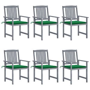 vidaXL Tuinstoelen 6 st met kussens massief acaciahout grijs