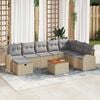 vidaXL Tuin Sofa Set met kussen met opslag 9 pcs Beige Poly riet