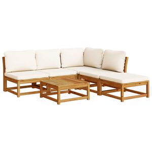 vidaXL 6-delige Loungeset met kussens massief acaciahout
