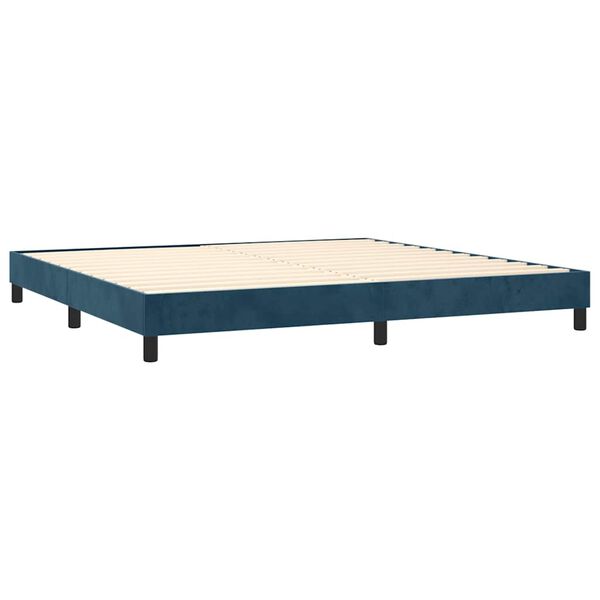 vidaXL Boxspring met matras fluweel donkerblauw 200x200 cm