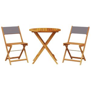 vidaXL 3-delige Bistroset stof en massief hout antracietkleurig