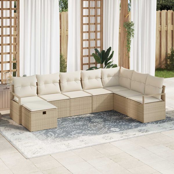 vidaXL Bankstel met kussen 5 pcs poly rattan