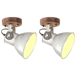 vidaXL Wand-/plafondlampen industrieel 2 st E27 20x25 cm zilverkleurig