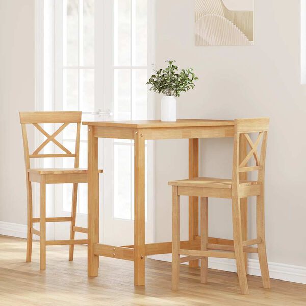 vidaXL Barkrukken 2 stuks natuurlijk massief hout rubber