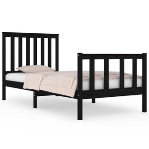 vidaXL Bedframe massief grenenhout zwart 75x190 cm
