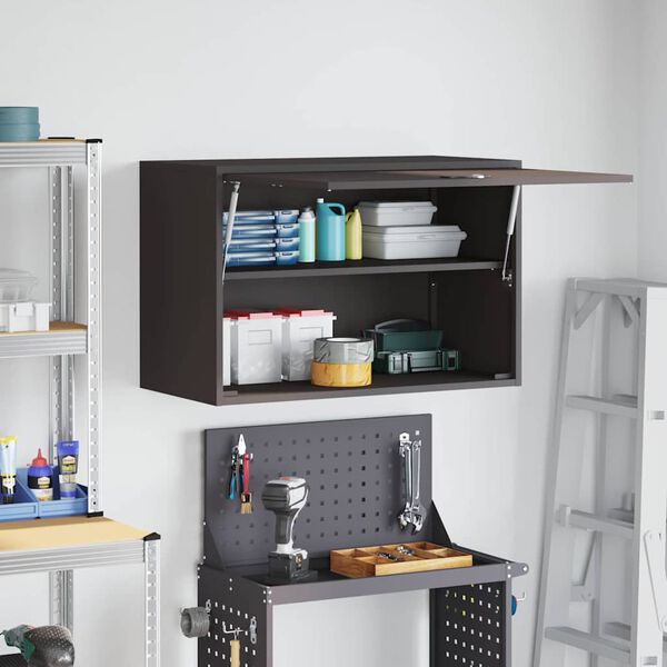 vidaXL Wandkast voor Garage Zwart 80 x 40 x 53 cm Poedercoating staal