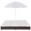 vidaXL Loungebed met parasol poly rattan bruin