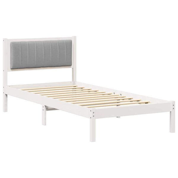 vidaXL Bedframe met Gevoerd Hoofdgedeelte Lichtgrijs 90 x 200 cm