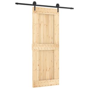 vidaXL Schuifdeur Naturel en Zwart 80 x 210 cm Massief Grenenhout
