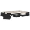 vidaXL 12-delige Loungeset met kussens poly rattan zwart