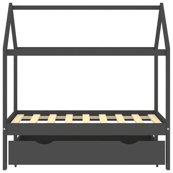 vidaXL Kinderbedframe met lade grenenhout donkergrijs 70x140 cm