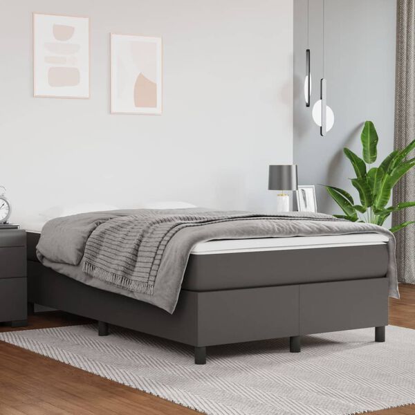 vidaXL Boxspring bed kunstleer grijs 120x200 cm