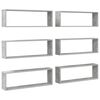 vidaXL Wandschappen kubus 6 st 80x15x26,5 cm bewerkt hout betongrijs