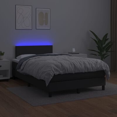 vidaXL Boxspring met matras en LED kunstleer zwart 120x200 cm