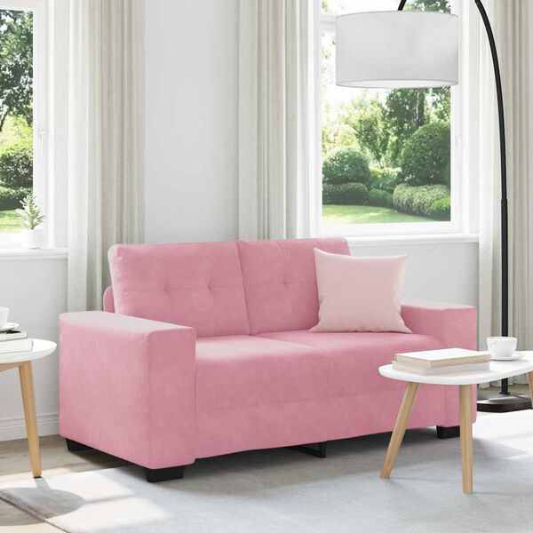 vidaXL | Loveseat | met kussen Roze Fluweel