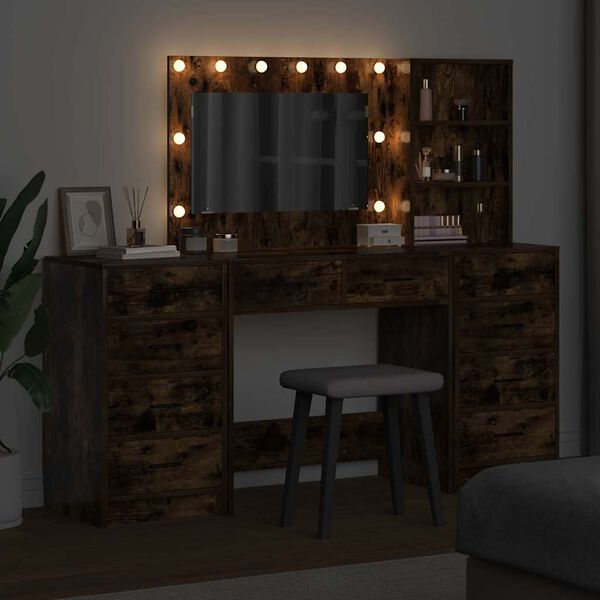 vidaXL Plafondtafel met lade 3 pcs Gerookt eiken Bewerkt hout