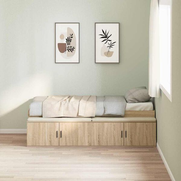 vidaXL Bedframe met lade Sonoma Eiken 100 x 200 cm Bewerkt hout