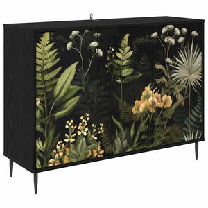 vidaXL Dressoir RHENEN Zwart eiken 102 x 33 x 76 cm Bewerkt hout